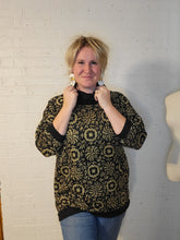 Load image into Gallery viewer, Up to XXL - gold on black cowl neck sweater