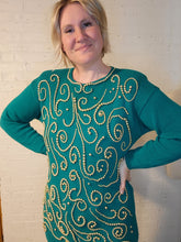 Load image into Gallery viewer, up to L- kelly green beaded tunic sweater