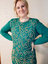 Load image into Gallery viewer, up to L- kelly green beaded tunic sweater