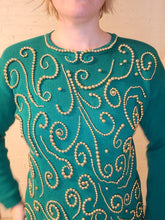 Load image into Gallery viewer, up to L- kelly green beaded tunic sweater