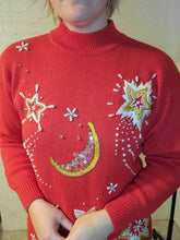 Load image into Gallery viewer, up to an XL - Red Night Sky Tunic Sweater