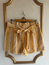 Load image into Gallery viewer, Large - Yellow striped paper bag shorts
