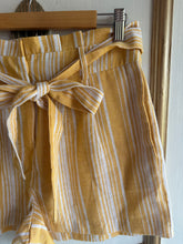 Load image into Gallery viewer, Large - Yellow striped paper bag shorts
