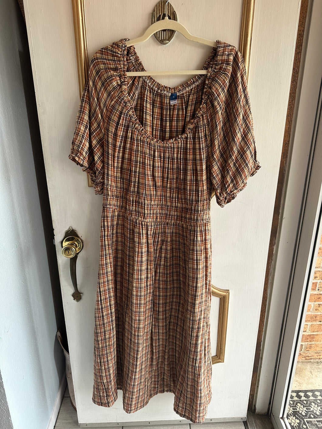 Extra Large - brown plaid dress