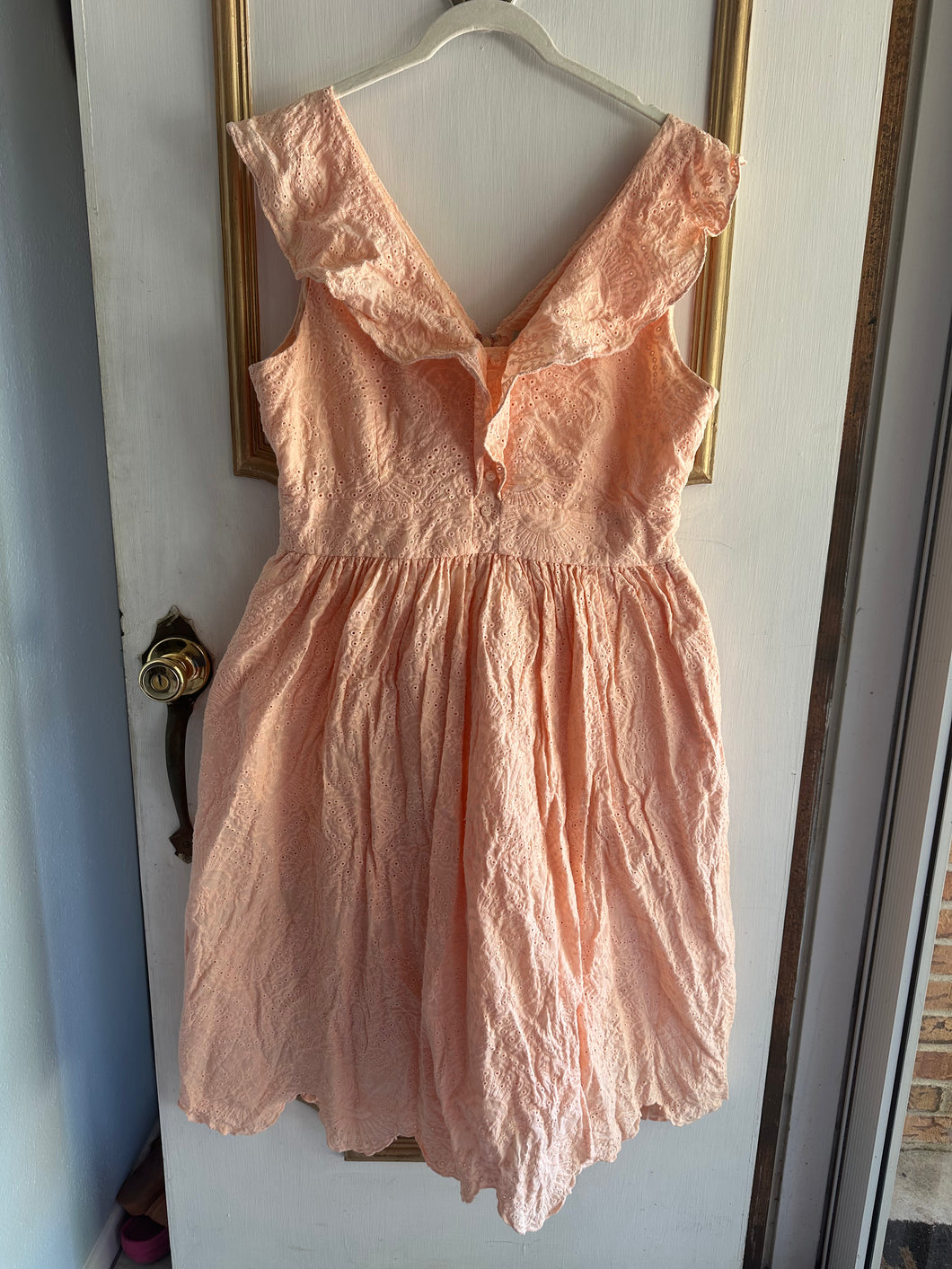 Large/12 - peach eyelet dress