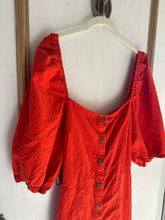 Load image into Gallery viewer, Large - Tomato Red Puff Sleeve Dress
