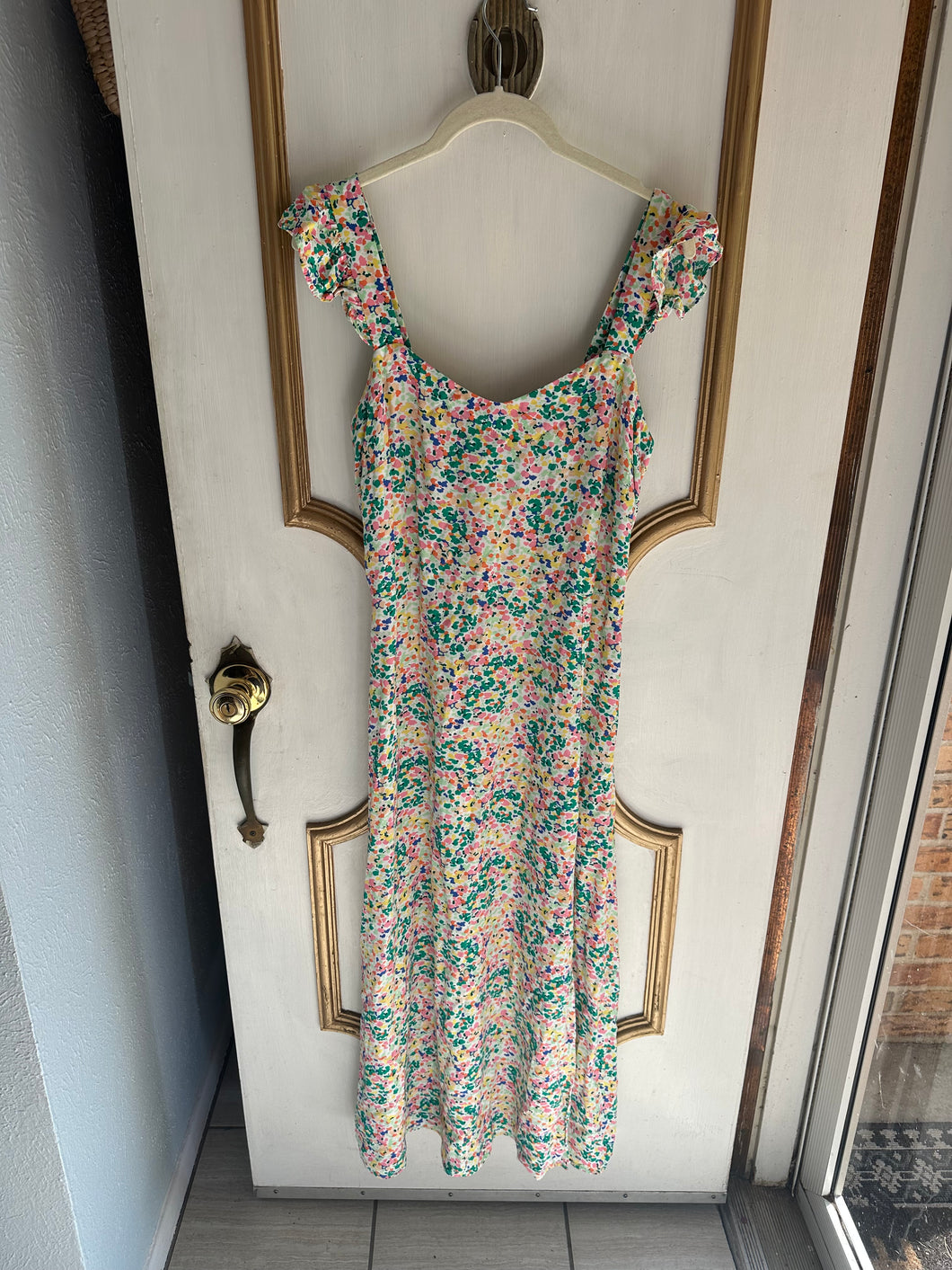 Small/6 - Microfloral Ruffle Sleeve Dress