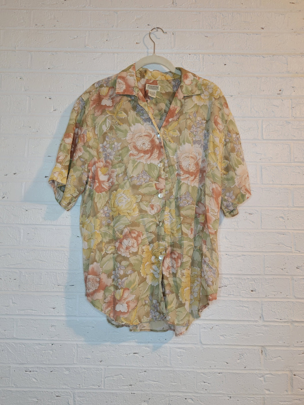 L - Muted floral button down