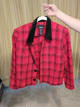 Load image into Gallery viewer, M - Red Plaid Crop Blazer
