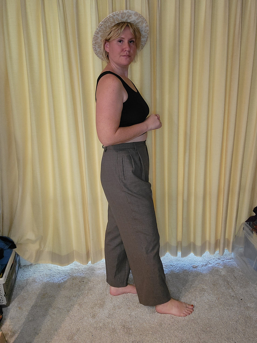 L - Brown Micro Houndstooth Pant