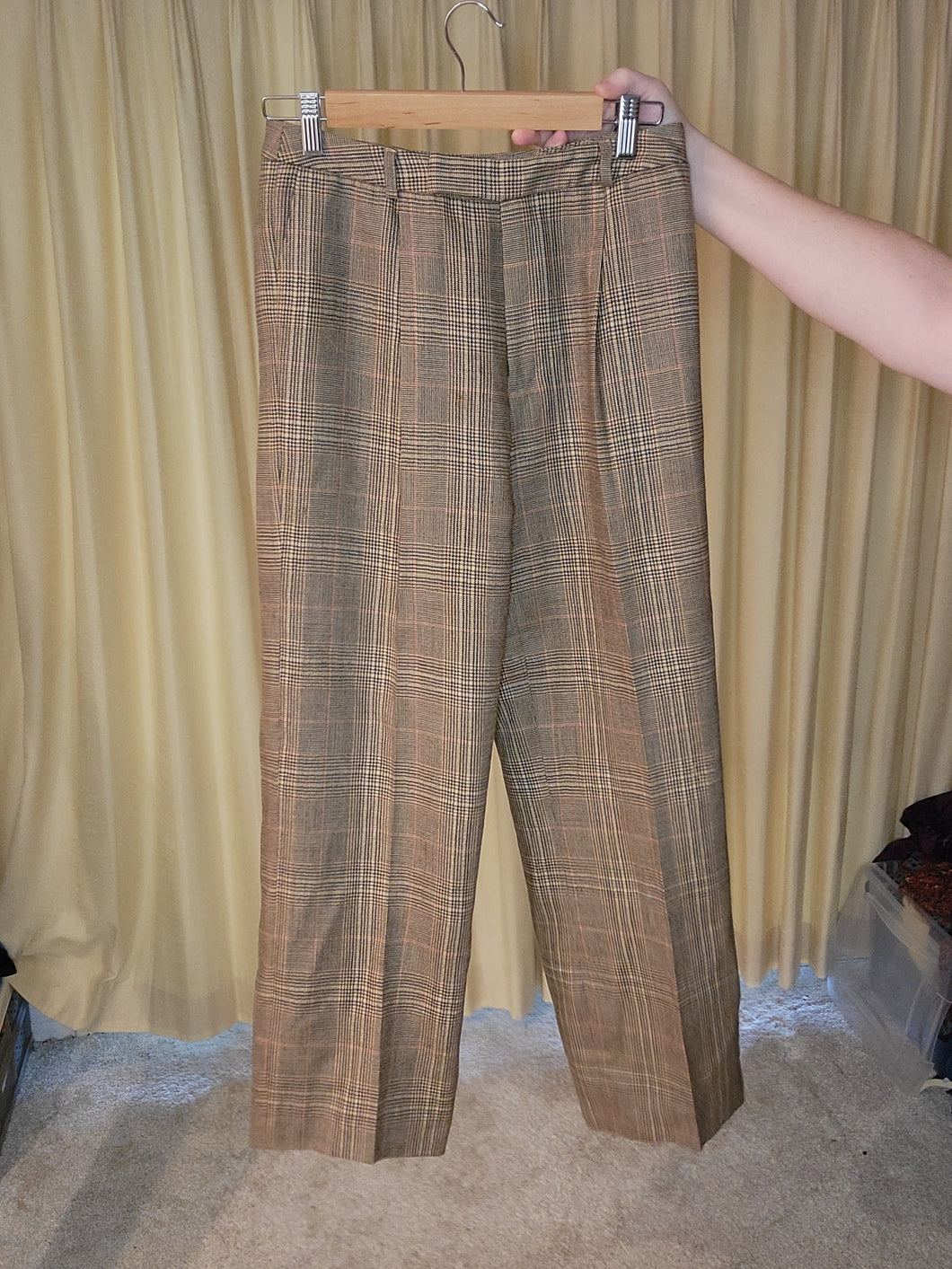 S - Brown Plaid Pant