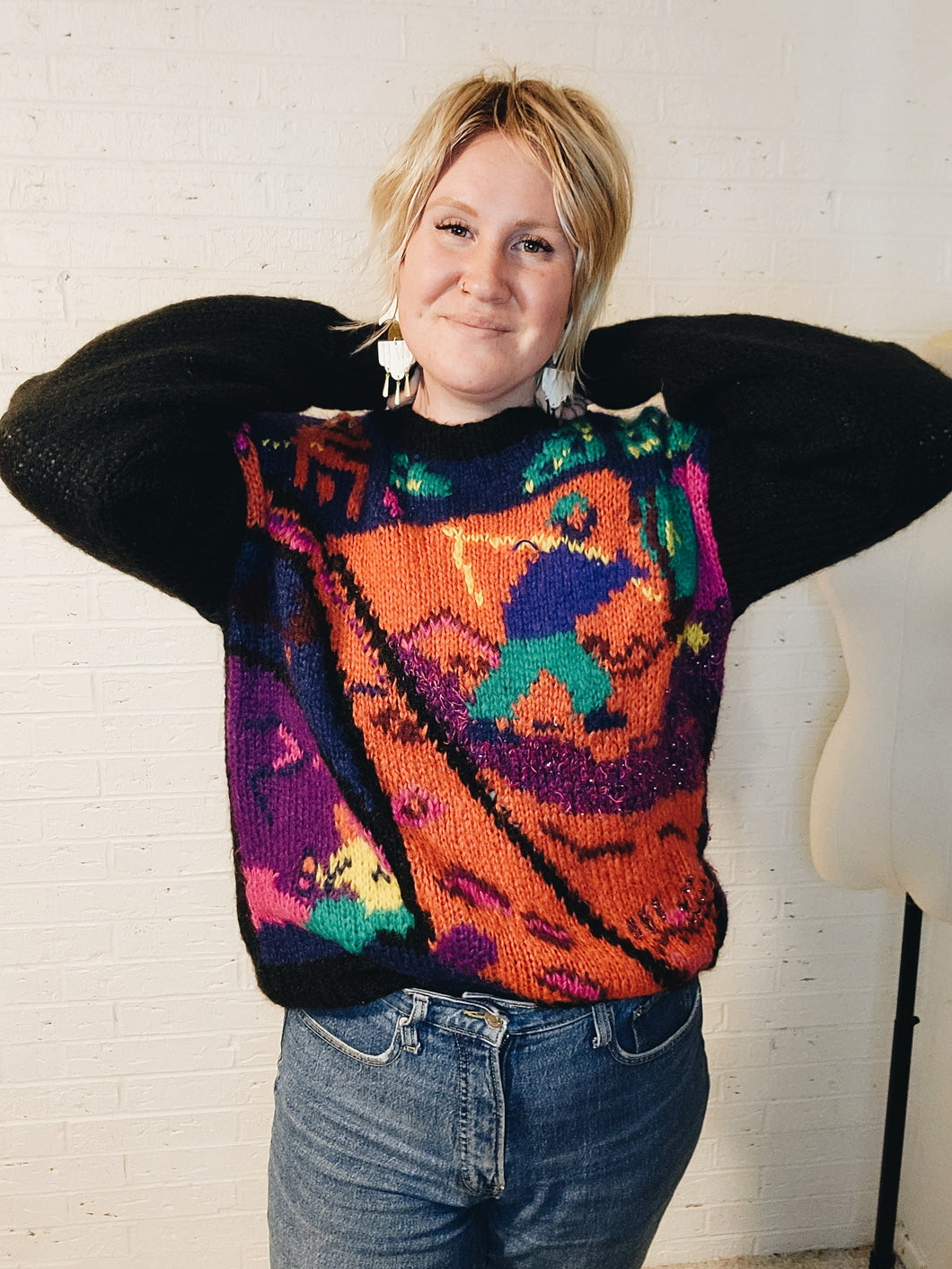 up to XXL - abstract farm scene sweater