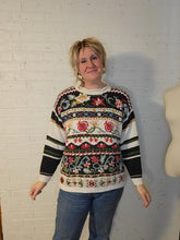 Load image into Gallery viewer, up to XL - floral cross-stitch style sweater
