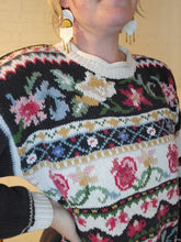 Load image into Gallery viewer, up to XL - floral cross-stitch style sweater
