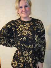 Load image into Gallery viewer, up to 3X - bronze and gold floral sweater
