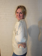 Load image into Gallery viewer, Up to XL - White sweater with asymmetrical shoulder details
