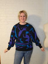 Load image into Gallery viewer, Up to an XXL - blue and purple abstract sweater
