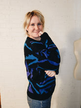 Load image into Gallery viewer, Up to an XXL - blue and purple abstract sweater
