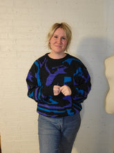 Load image into Gallery viewer, Up to an XXL - blue and purple abstract sweater

