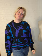 Load image into Gallery viewer, Up to an XXL - blue and purple abstract sweater
