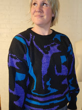 Load image into Gallery viewer, Up to an XXL - blue and purple abstract sweater
