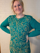 Load image into Gallery viewer, up to L- kelly green beaded tunic sweater
