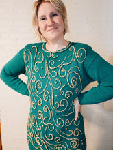 Load image into Gallery viewer, up to L- kelly green beaded tunic sweater
