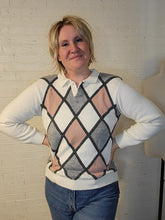 Load image into Gallery viewer, up to M - Alfred Dunner argyle collared sweater
