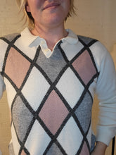 Load image into Gallery viewer, up to M - Alfred Dunner argyle collared sweater
