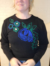 Load image into Gallery viewer, up to M - black abstract floral sweater
