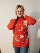 Load image into Gallery viewer, up to an XL - Red Night Sky Tunic Sweater
