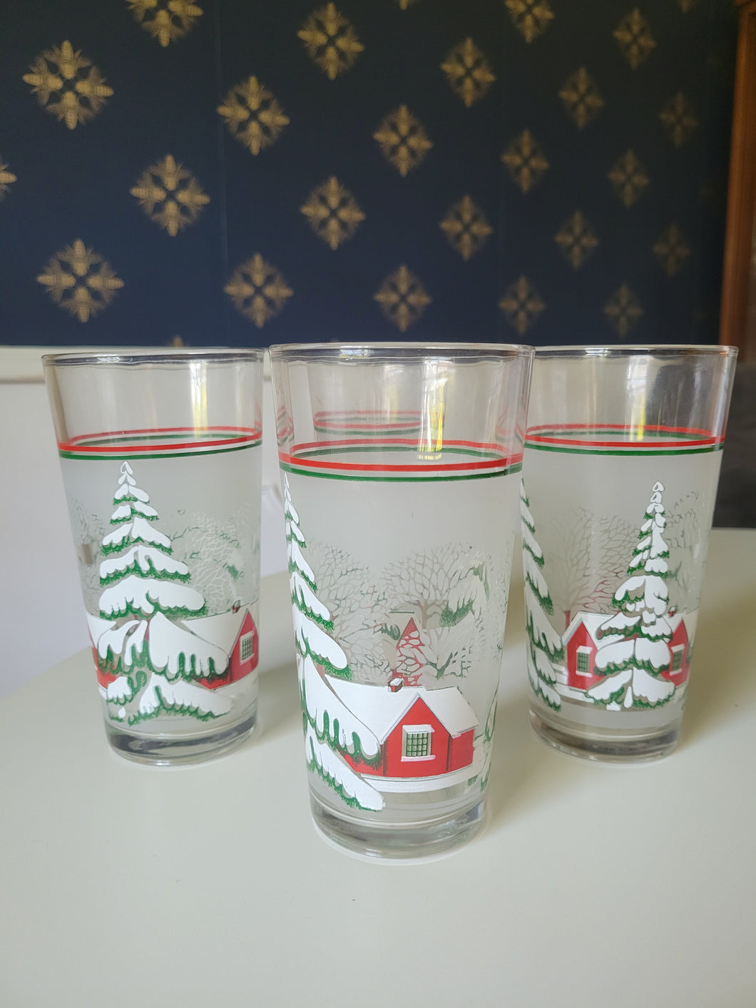 Frosted Glass Christmas Glasses (set of 4)