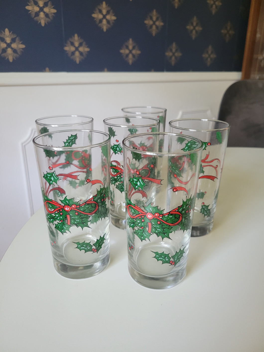 Holly Christmas Glasses (set of 6)