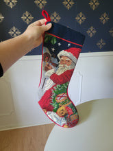 Load image into Gallery viewer, Needlepoint Santa Stocking in red
