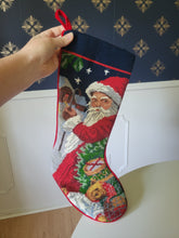 Load image into Gallery viewer, Needlepoint Santa Stocking in red
