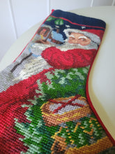 Load image into Gallery viewer, Needlepoint Santa Stocking in red
