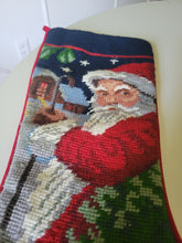 Load image into Gallery viewer, Needlepoint Santa Stocking in red
