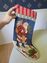 Load image into Gallery viewer, Needlepoint Santa Stocking in Blue
