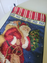 Load image into Gallery viewer, Needlepoint Santa Stocking in Blue
