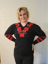 Load image into Gallery viewer, up to XL - Black and Red Funky Sweater
