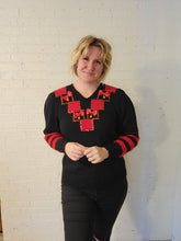 Load image into Gallery viewer, up to XL - Black and Red Funky Sweater
