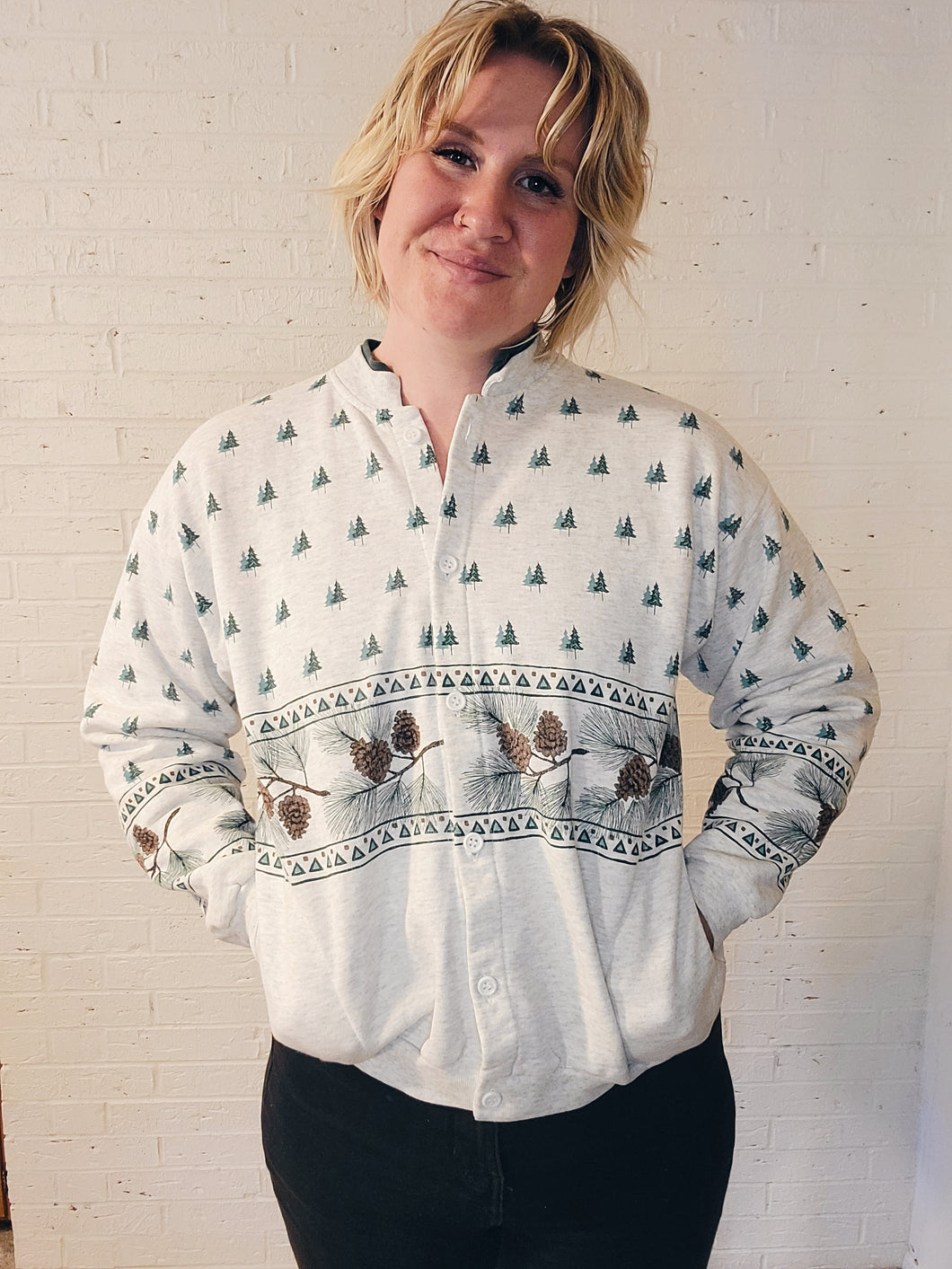 up to L- Pinecone Button Up