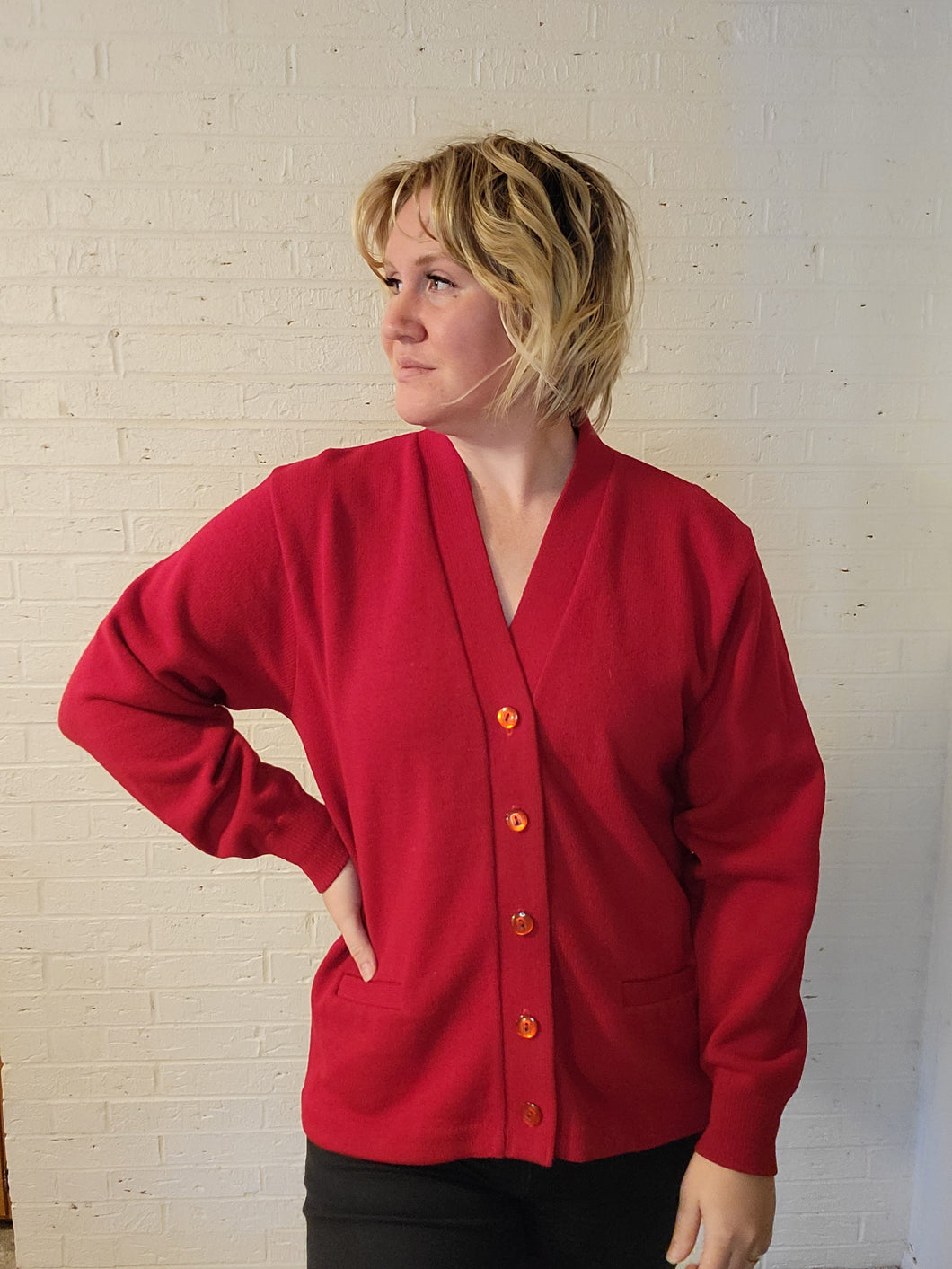 up to 2X- Red Cardigan