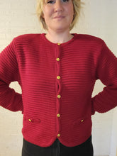 Load image into Gallery viewer, up to XL - Red Ribbed Cardigan
