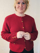 Load image into Gallery viewer, up to XL - Red Ribbed Cardigan
