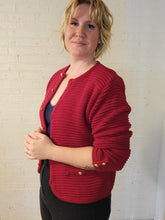 Load image into Gallery viewer, up to XL - Red Ribbed Cardigan
