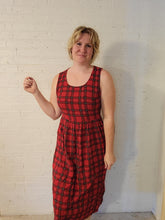 Load image into Gallery viewer, L - Red and Black Plaid Midi Dress
