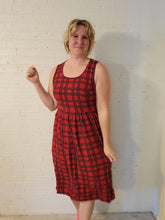 Load image into Gallery viewer, L - Red and Black Plaid Midi Dress
