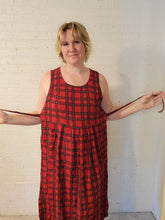 Load image into Gallery viewer, L - Red and Black Plaid Midi Dress
