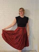 Load image into Gallery viewer, L - Red and Black Pleated Midi Skirt
